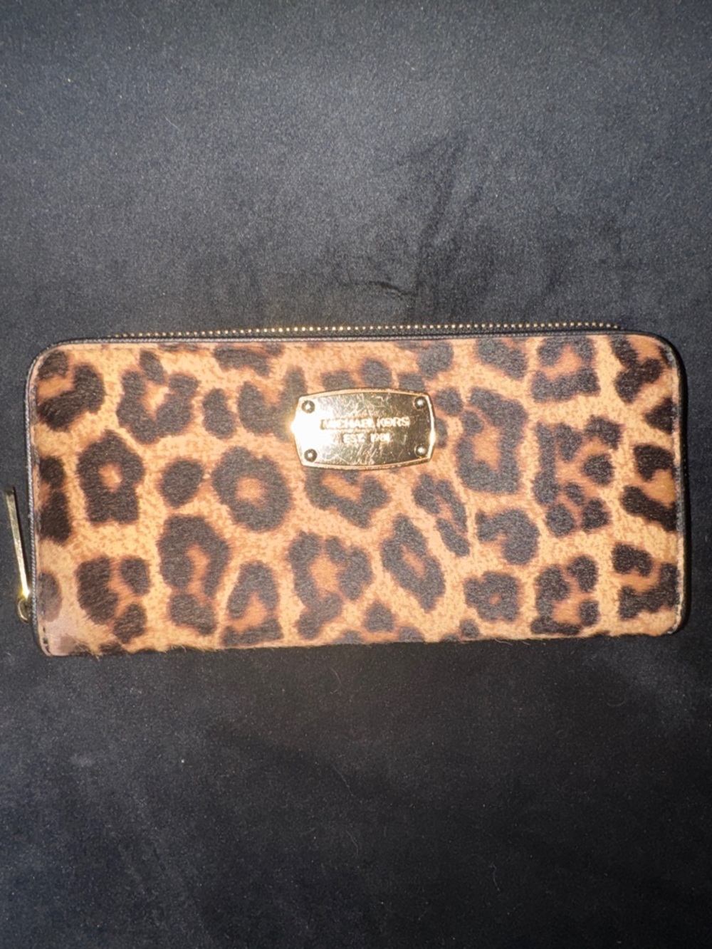 Michael Kors Leopard Print Zip Wallet - Brown & Black